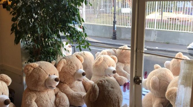 Nounours des Gobelins : des Nounours géants et trop mignons ont envahi le quartier des Gobelins, non loin de la Place d'Italie, à Paris.