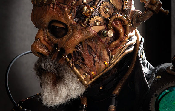 Costume de monstre de Frankenstein façon Steampunk réalisé et porté par Rick Backer.